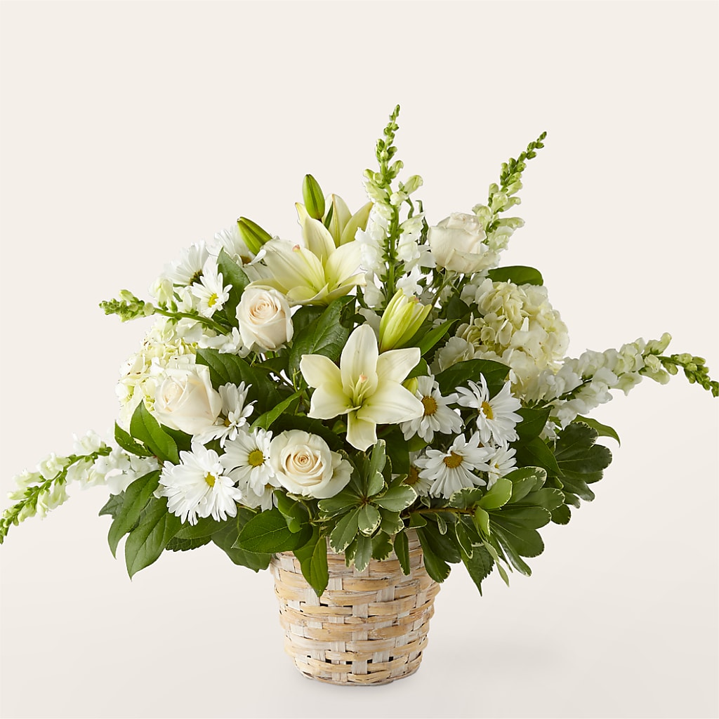 Ivory Elegance Floral Basket – Forever Flower Shop, Phoenix AZ